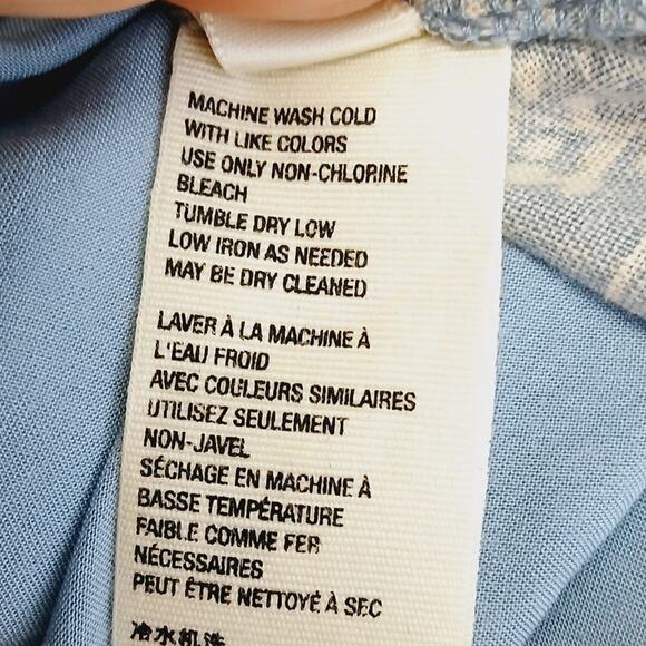 Free People SZ S Paper Hearts Babydoll Mini Dress Blue Floral Linen 1035026 - Picture 8 of 8